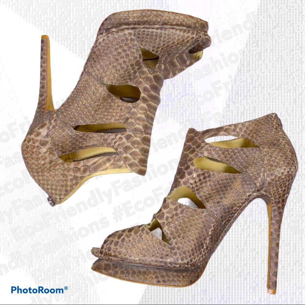 Alexandre Birman Python Cutout Platform Sandals - image 4